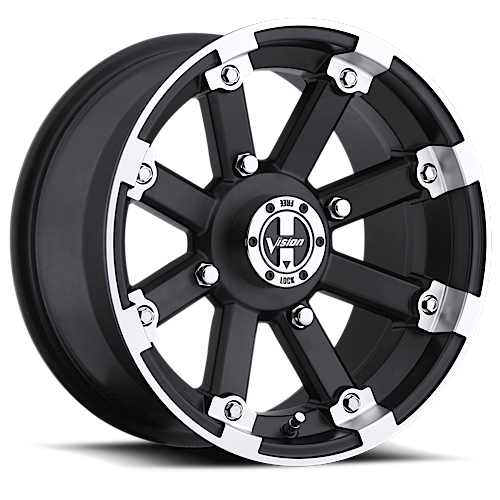 vision lock out 15x7 4x156 +2.5 matte black machined